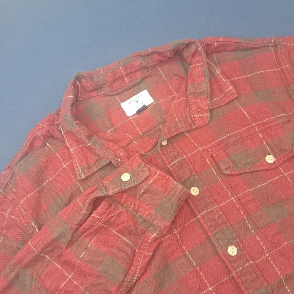 American Eagle Flannel Shirt Mens XXL Red Green  Button Up